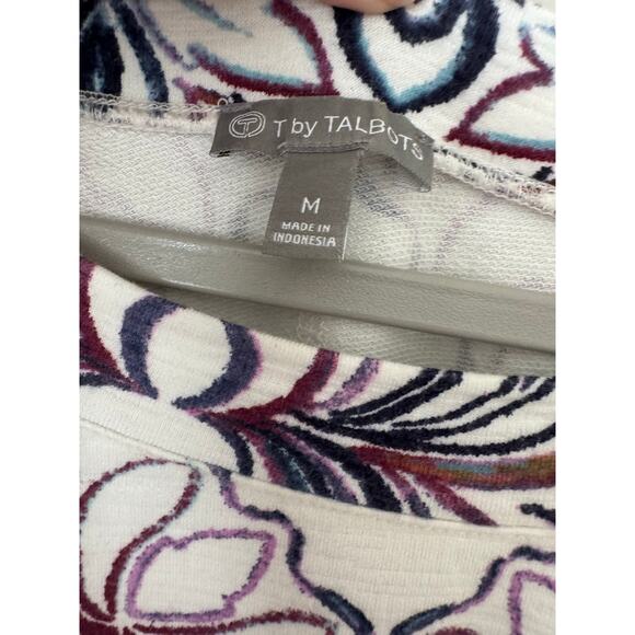 T By Talbots Sketched‎ Tile Print Top 3/4 Sleeve Size Medium - Picture 6 of 8